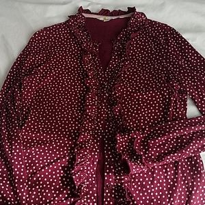 Boden Alberta Jersey ruffle blouse wine red